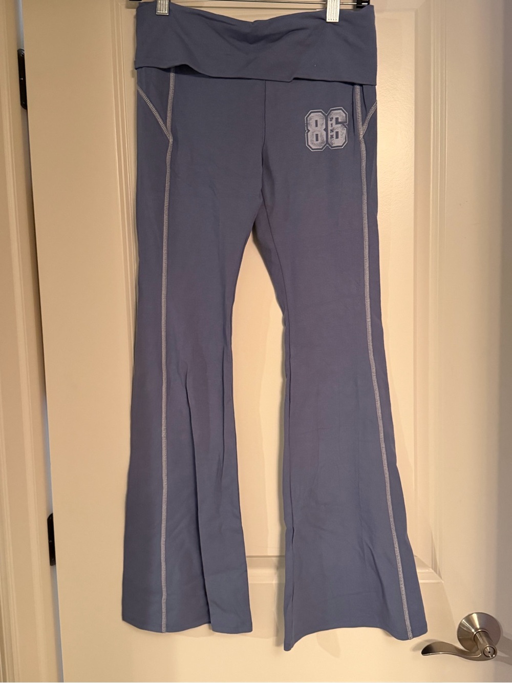 PINK Victoria's Secret Flared Yoga Foldover Leggings Light Blue